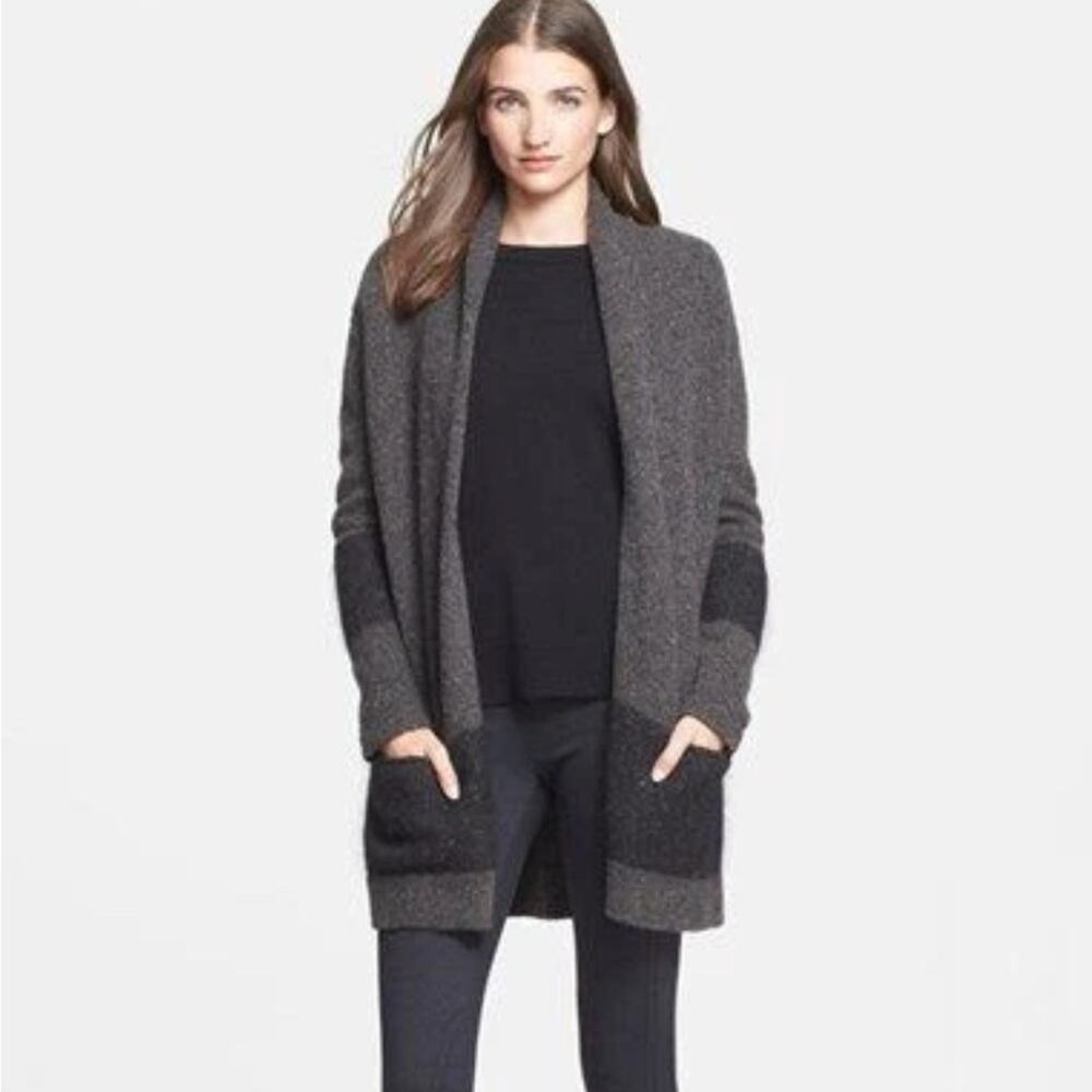 Vince Open Front Wool Cashmere Mid Length Cardigan Size Small Pockets